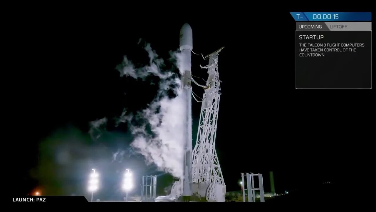 What time is the spacex launch today. Thunderstick ракета. stage 2 telemetry ракета. us weather satellite, test payload launched into space. first stage.