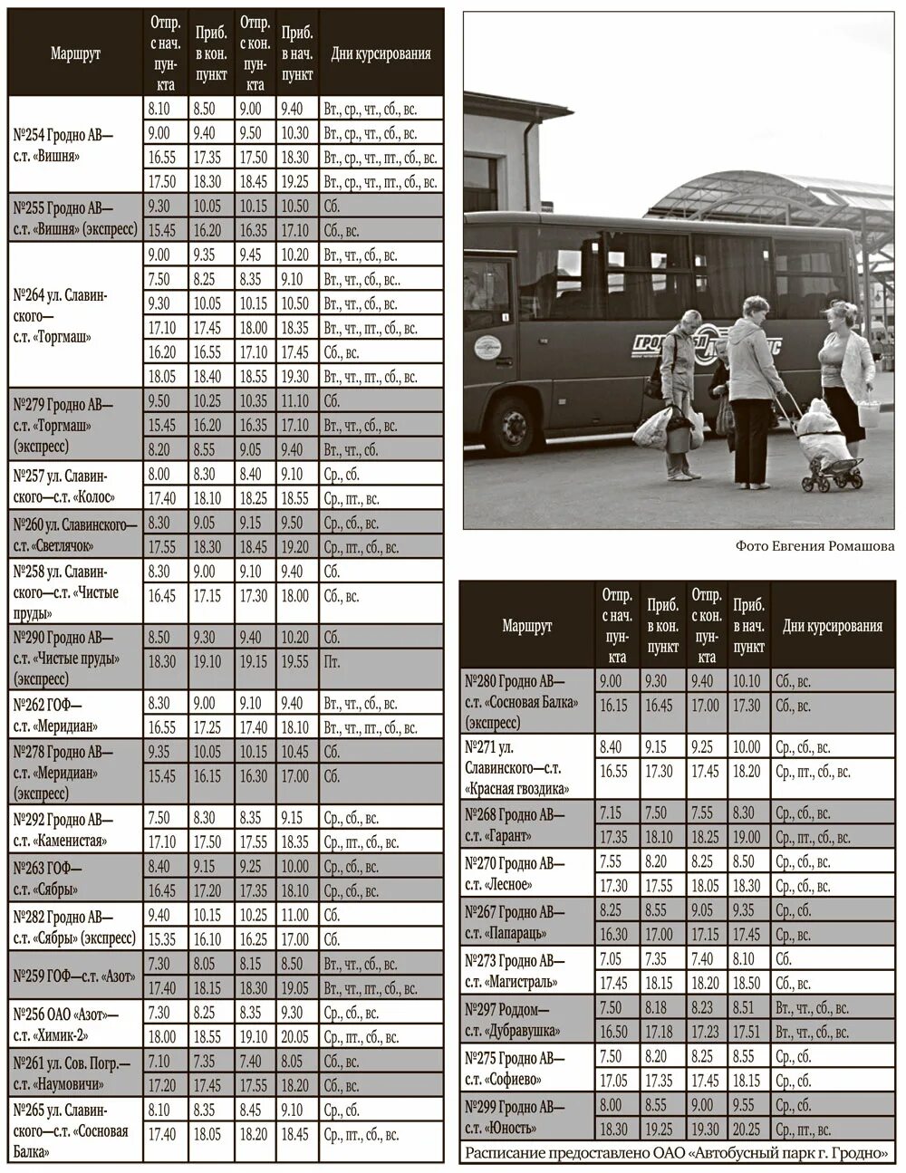 Расписание автобусов гродно