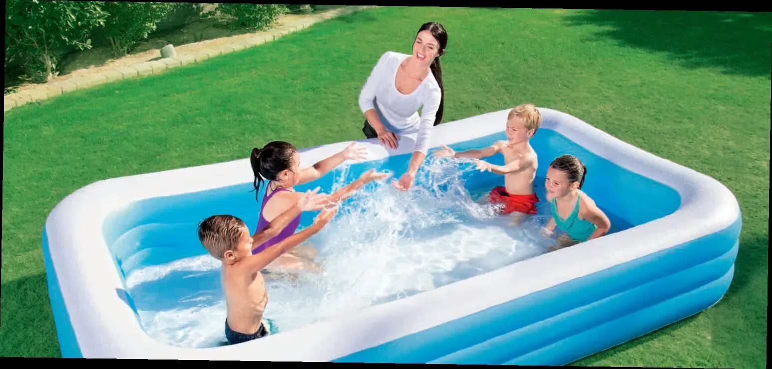 Бассейн 7 лет. Bestway 54009. детский бассейн bestway deluxe blue rectangular family 54009. bestway 54119. 54150 bestway.