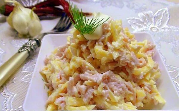 Рецепт с ананасом и ветчиной