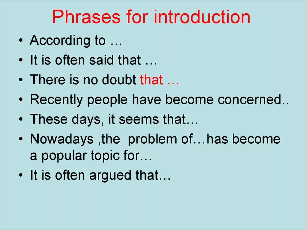 Phrases for dialogues. Phrases for Introduction. Introductory phrases for essay. Useful phrases. Introduction for IELTS.