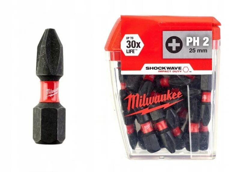 Бита милуоки купить. Насадка Milwaukee Shockwave ph2 25мм (25шт) 4932430853. Насадка Milwaukee Shockwave ph2 25мм. Биты PH 25 мм Milwaukee. Биты для шуруповёрта Милуоки ph2.