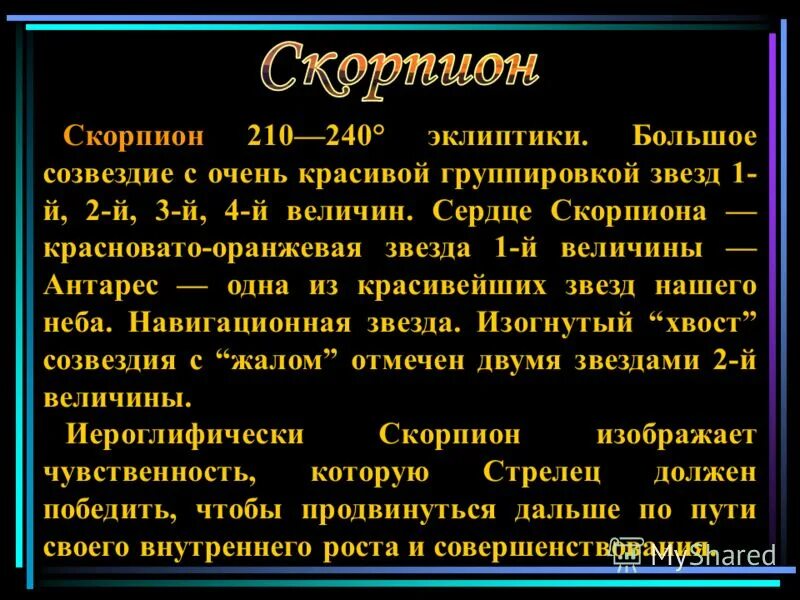 Гороскоп скорпион апрель 24. Созвездие скорпиона презентация. Созвездие скорпиона доклад. Зодиакальное Созвездие Скорпион сообщение. Сообщение о созвездии Скорпион.