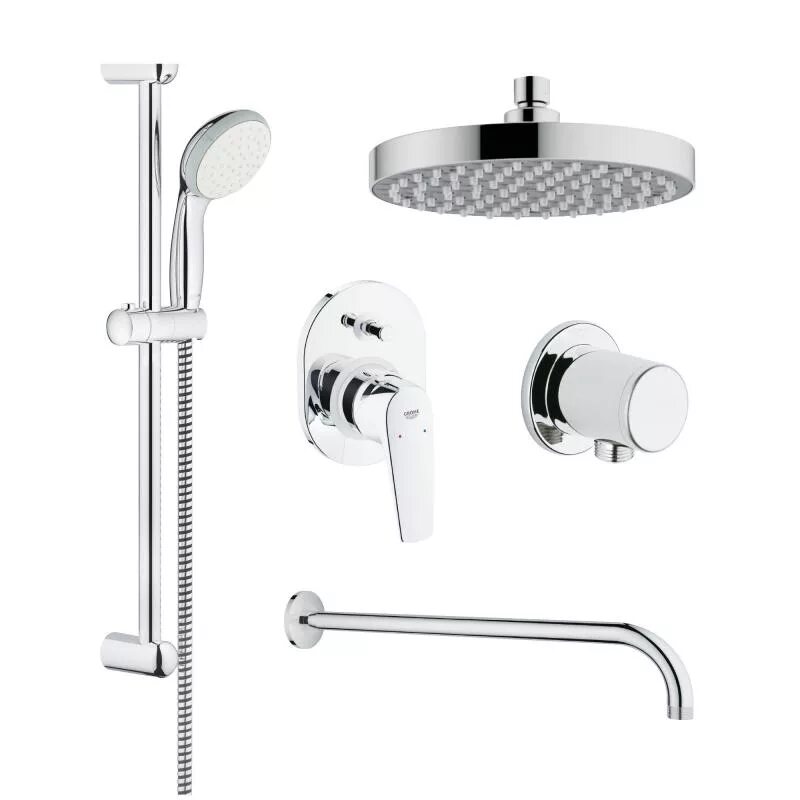 Душевая система скрытого монтажа Grohe BAUFLOW. Набор душевой Grohe Bau Flow для скрытого монтажа с верхним и ручным душем. Grohe Bau Flow для скрытого монтажа. Набор для душа скрытый монтаж Grohe BAUFLOW. Душа скрытого grohe