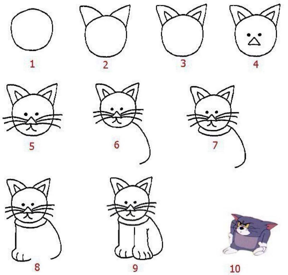 Покажи как поэтапно нарисовать. Нарисовать кошку пошагово для детей. Этапы рисования кошки для дошкольников. Поэтапное рисование кошки для детей. Рисуем кошку с детьми.