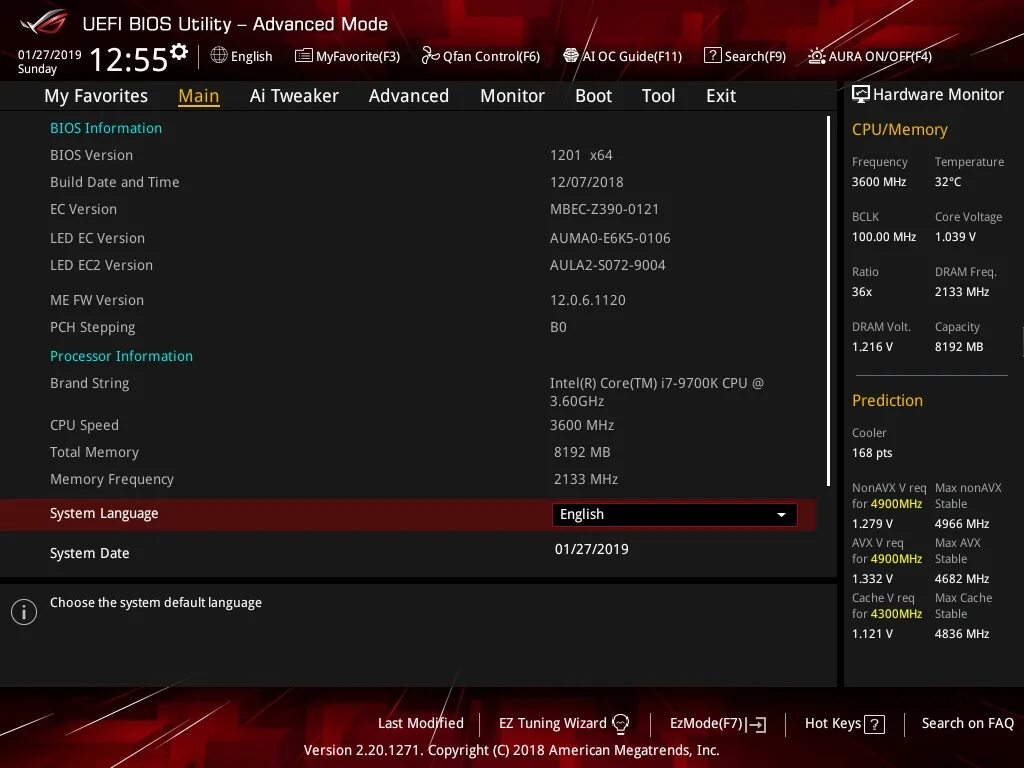 UEFI BIOS ASUS ROG extreme Tweaker Dram. ASUS Z-390 BIOS Advanced. Extreme Tuning Utility AMD. BIOS Version 0905 x64 Rus.