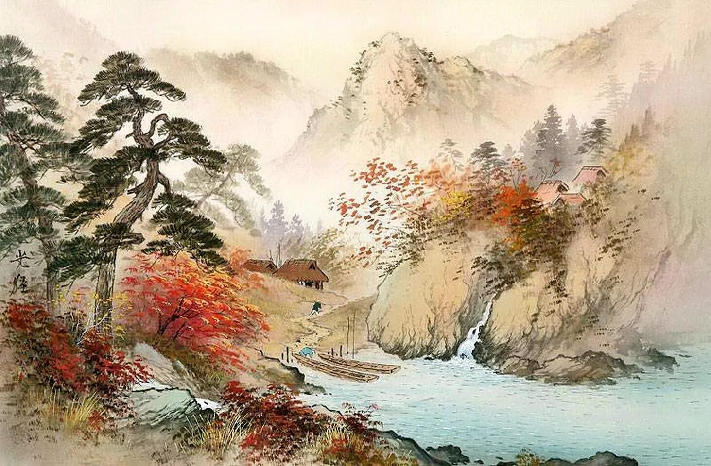 Японские картины. Японский художник Koukei Kojima. Коукей Кодзима художник. Японский художник Коукей Кодзима Япония живопись. Коукей Кодзима осень.