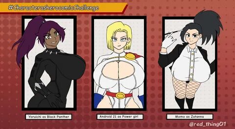 h3 sama, android 18, black panther, black panther (marvel), momo yaoyorozu,...