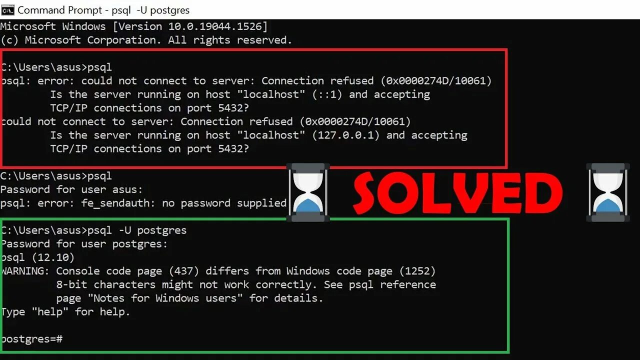 Pgsql connection error. Connection_refused , -102. Connection refused. Psql Commands. Connection refused: connect.