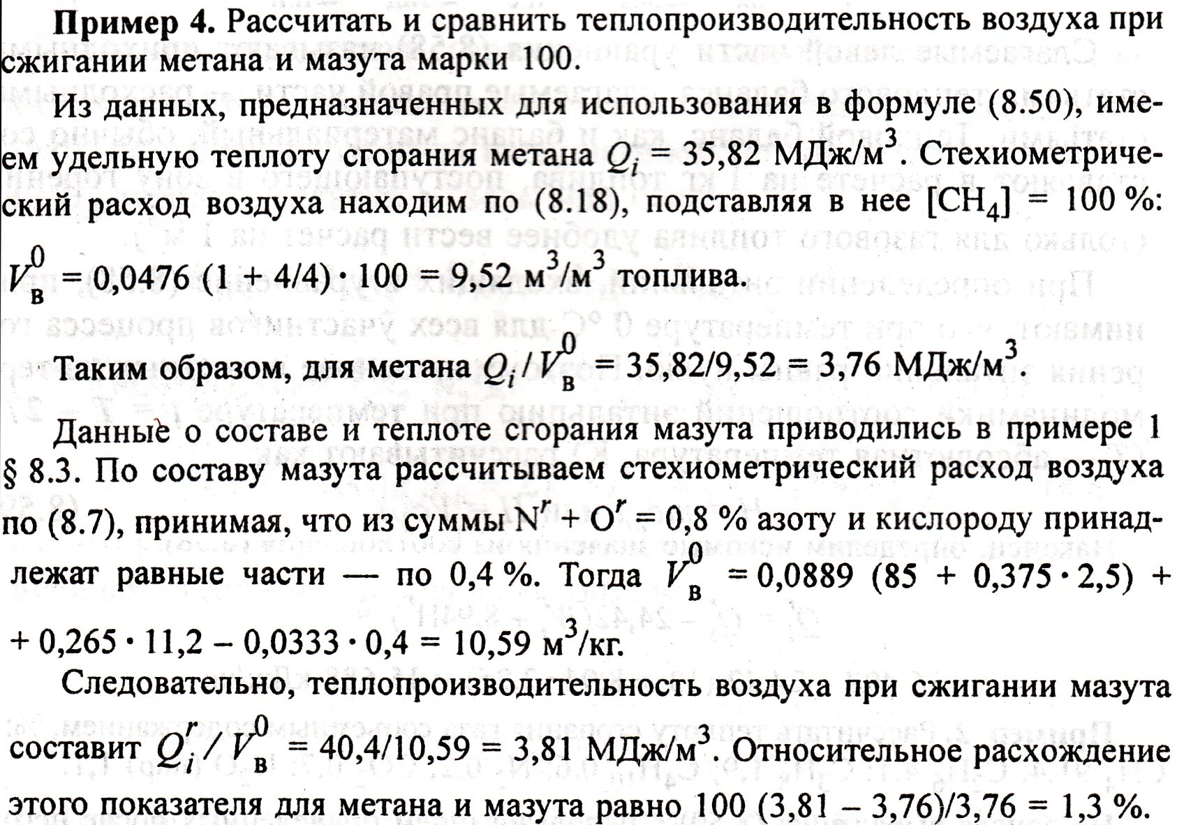 Сгорание метана в кислороде