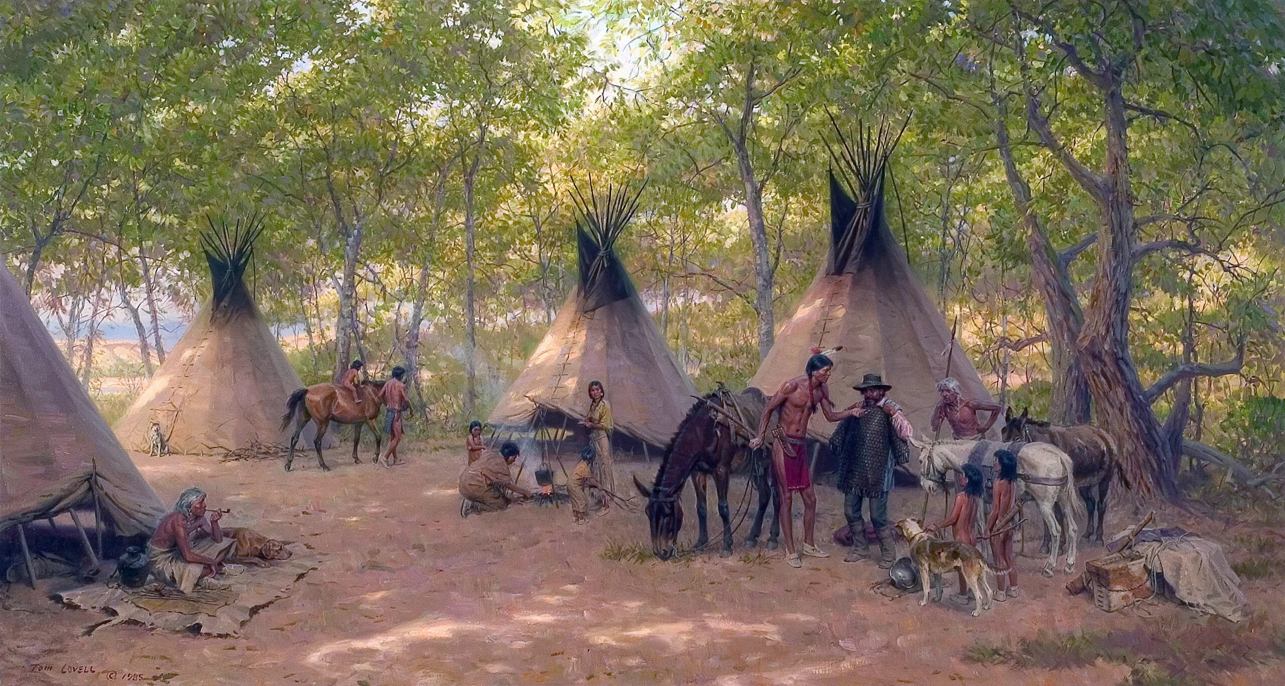Могучее племя. Tom Lovell картины индейцы. Индейцы Юкона. Поселения индейцев Северной Америки. Стоянка индейцев Северной Америки.