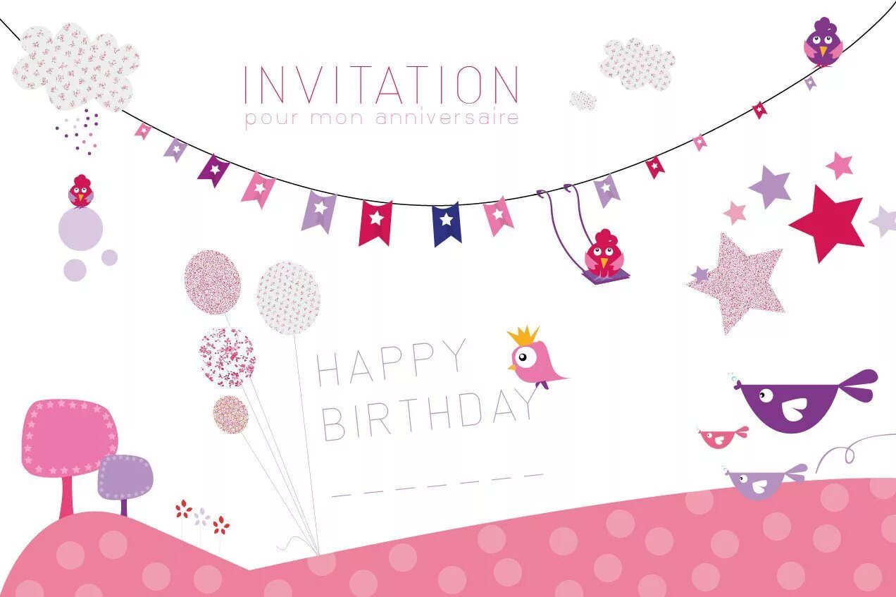 Invitation d'anniversaire. Carte d'Invitation. Carte d anniversaire. Je t invite a mon anniversaire.