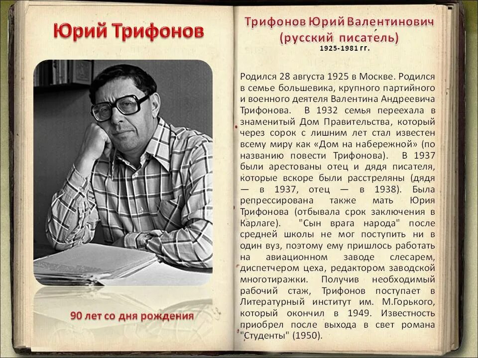 Трифонов писатель. Yuri Valintinovich Trifonov.