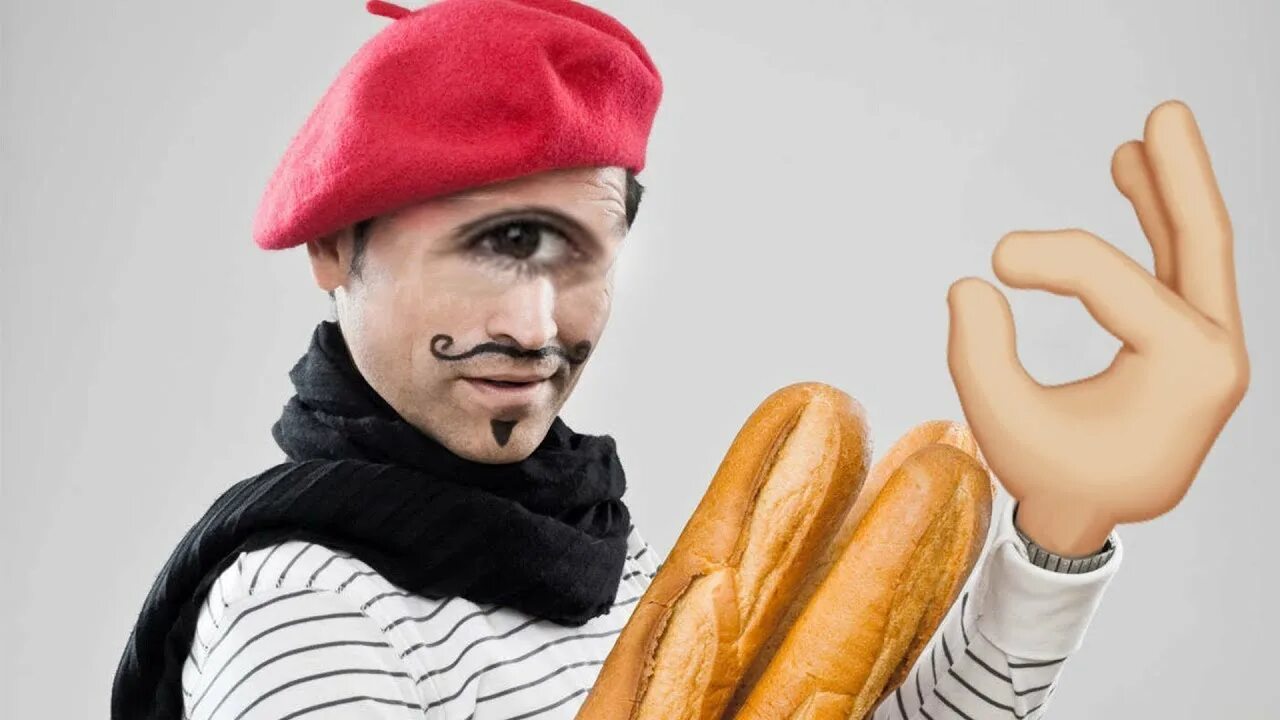 Типичный француз. Француз с багетом. Французы люди. Мемы про французов.