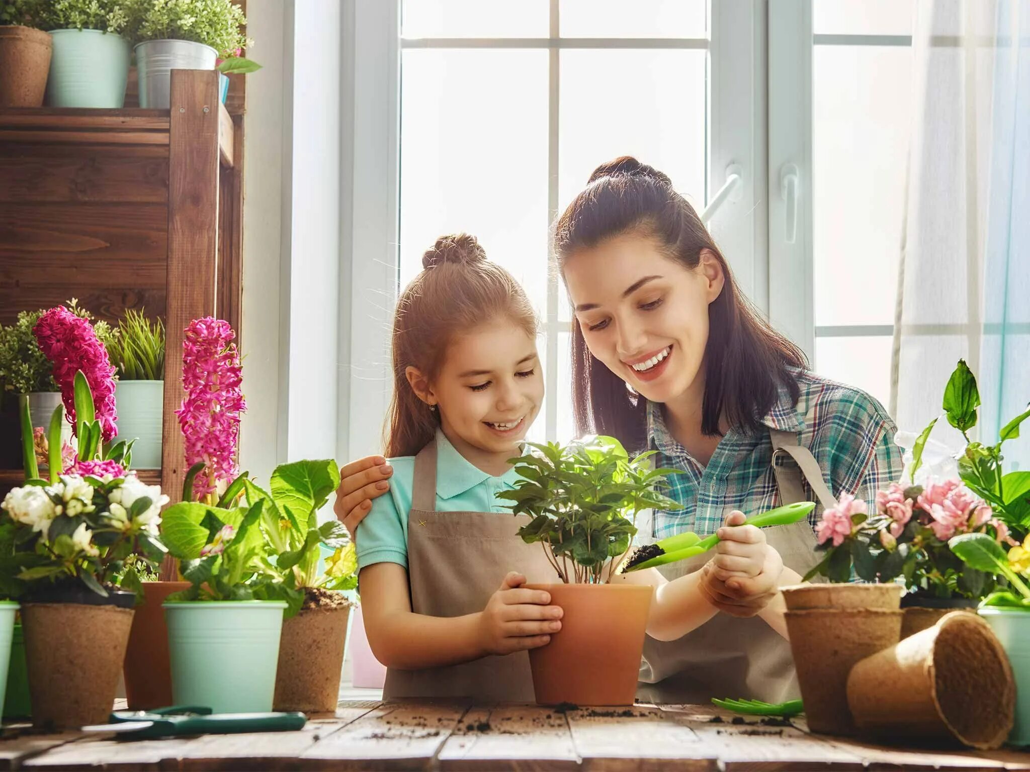 Заботиться о цветах. Дети с комнатными цветами. Комнатные растения для детей. Комнатные растения для мамы. Человек и комнатные растения.