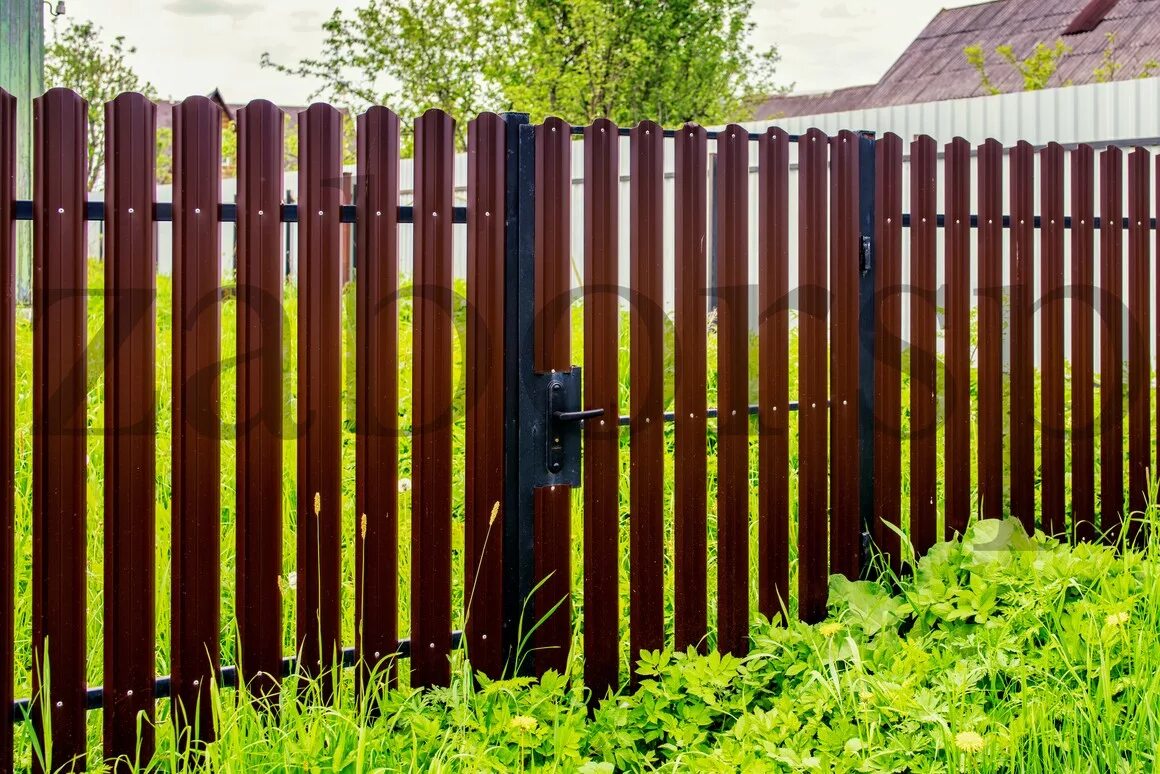 Ворота из металлического штакетника. Калитка из евроштакетника. Забор из евроштакетника Сергиев Посад. Калитка из штакетника металлического. Калитка для забора из штакетника.