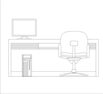 Large computer desk DWG CAD Block Free Download