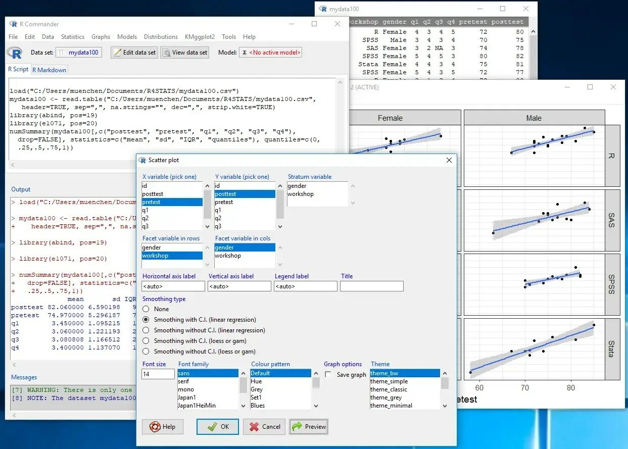 R Commander. R software. Программа 4r. R software statistics. Header true