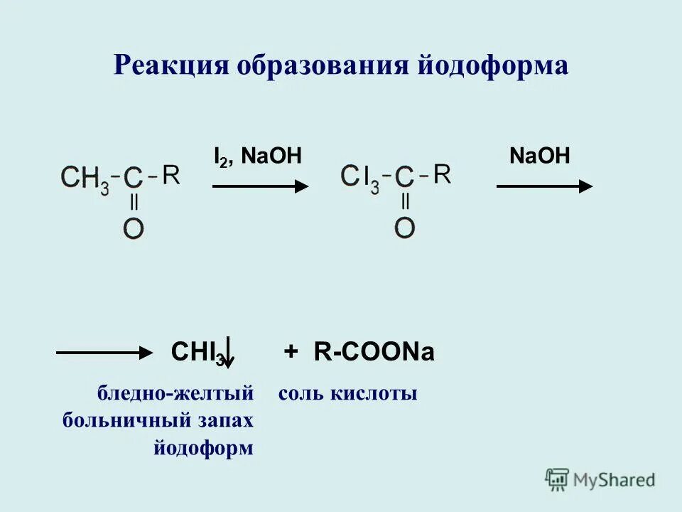 Реакция образования йодоформа. Образование йодоформа из спирта. Йодоформ chi3. Реакция образования жира