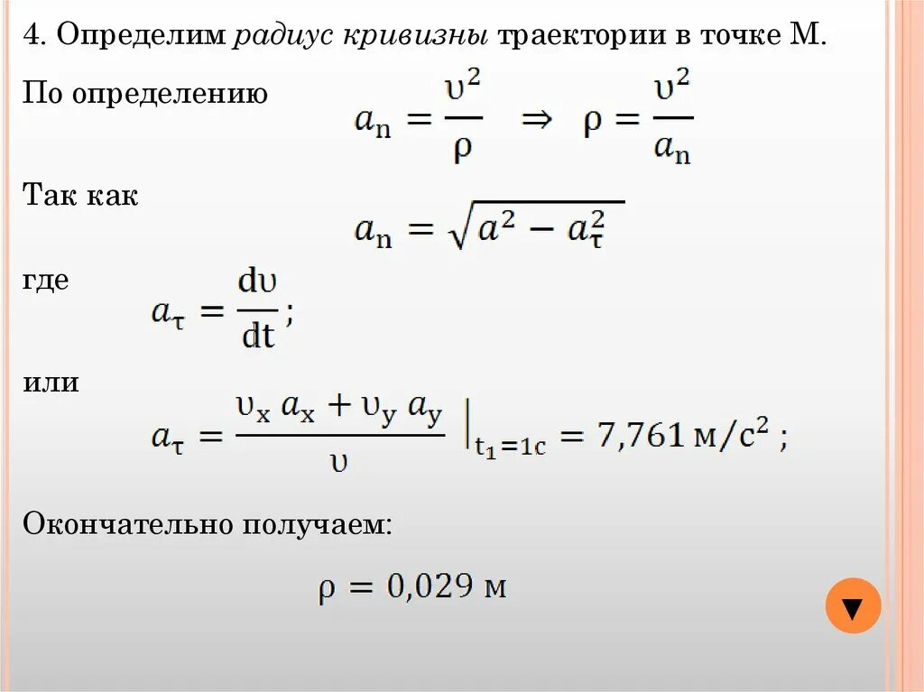 Формула скорости точки в момент времени