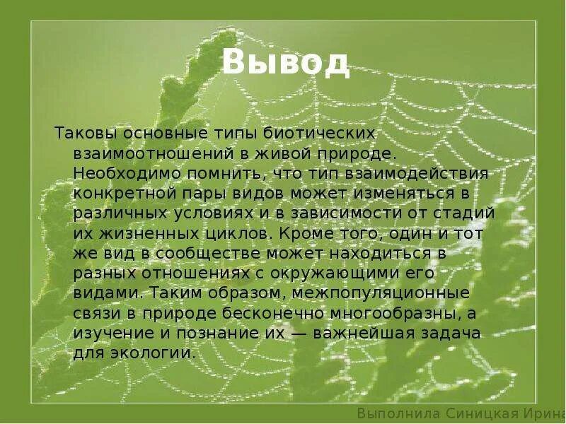Вывод таков. Вывод таков