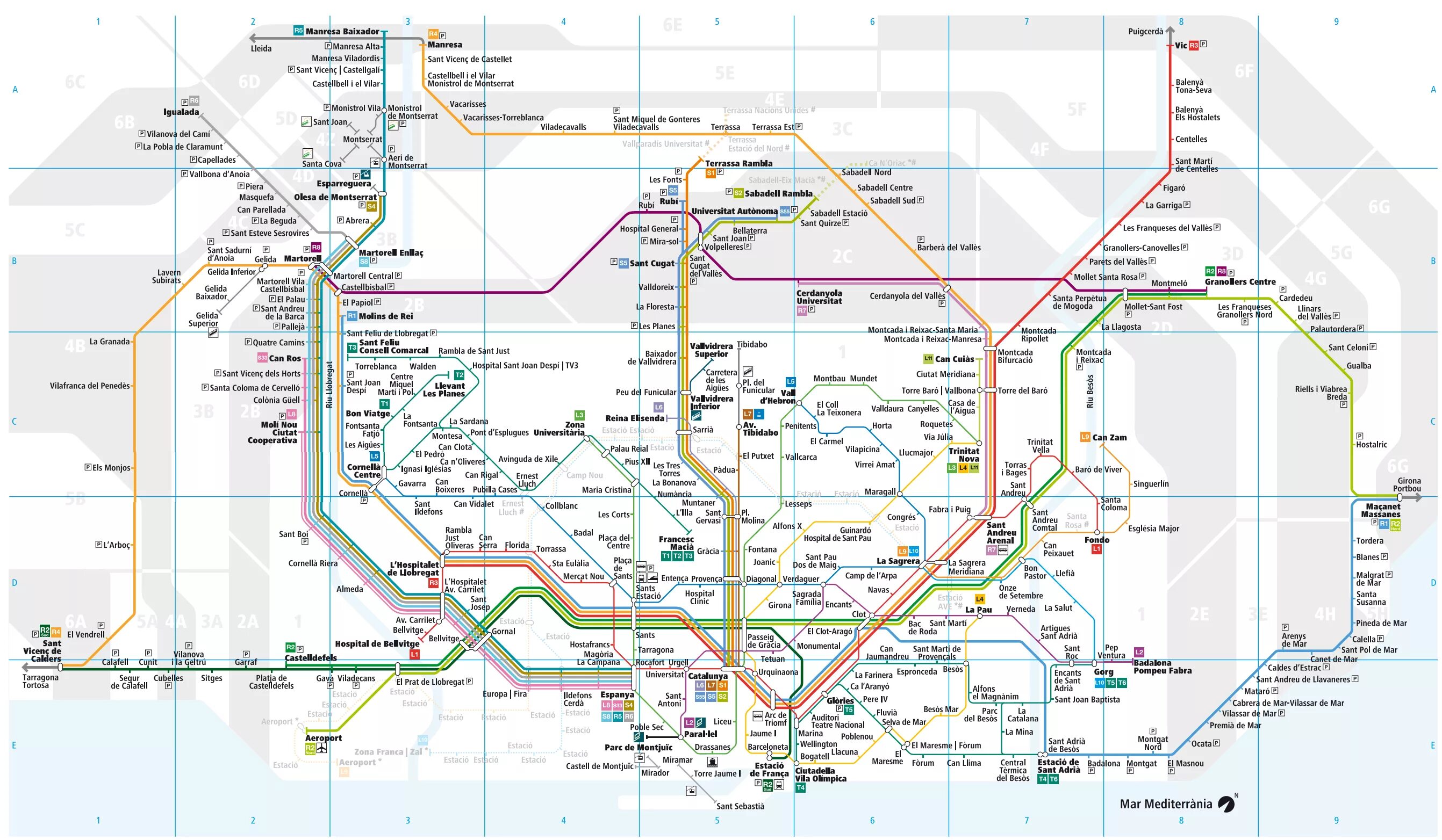 Зоны общественного транспорта. Схема железных дорог Барселоны. Карта метро Испании Барселона. Метро Барселоны схема 2022. Схема метро Барселоны 2023.
