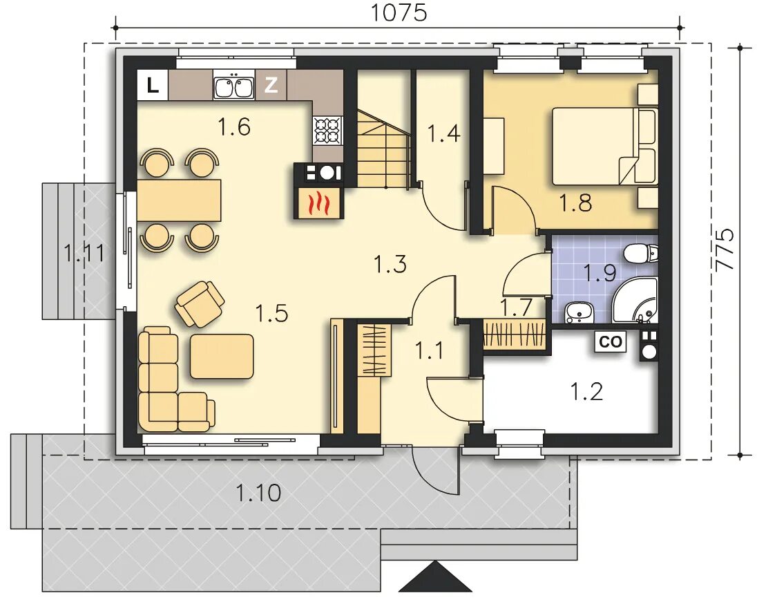 планировка квартиры. проекты домов с кухней-гостиной. одноэтажный дом планировка 2 спальни. двухкомнатный дом планировка одноэтажный. дом две комнаты и кухня.