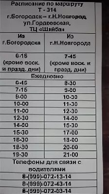 Расписание 206 автобуса богородск нижний новгород