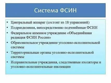 Структура органов уголовно исполнительной системы