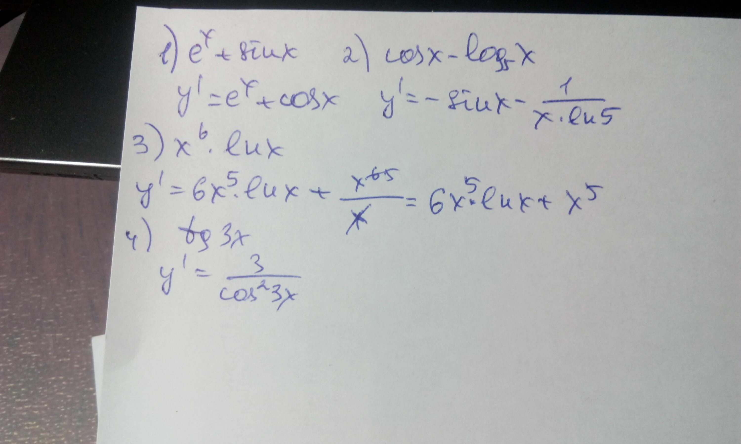 Производная корня  cos2x - 2 sin. 3cos3x производная. Производная cos log2 6x. Производная log3x. F x x 3 ln x