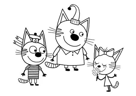 Kid-e-cats: Korzhik, Caramel and Kompot Coloring Page
