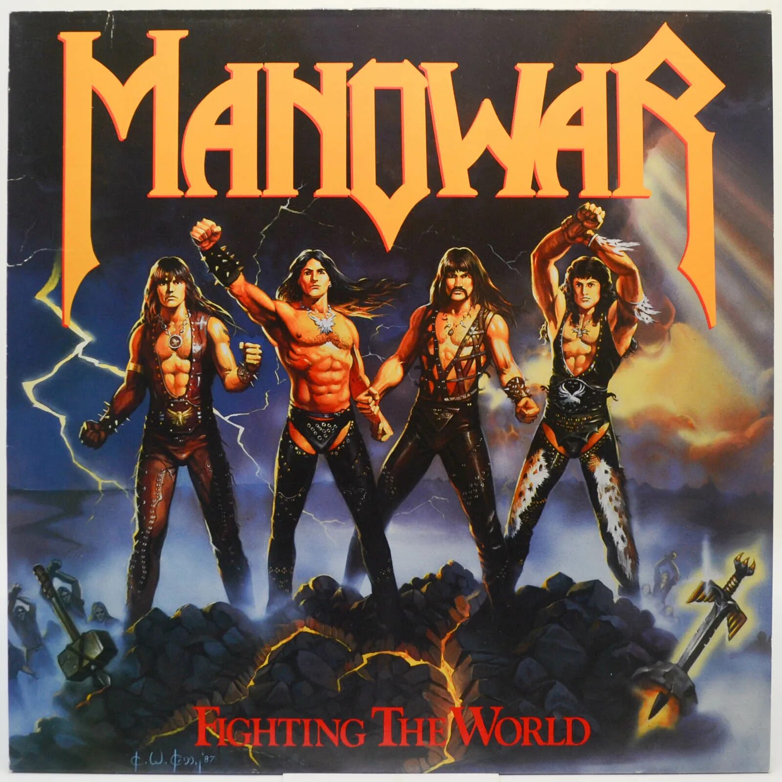 Manowar flac. Группа manowar 1987. manowar обложки альбомов. manowar fighting the world 1987. manowar 80s.