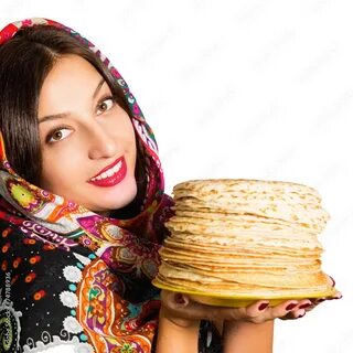 Картинка женщина с блинами
