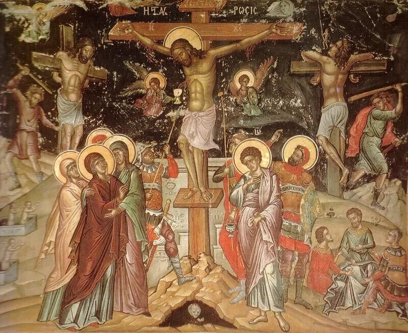 Великий пяток страстной седмицы. Великая пятница страстной седмицы. великая пятница страстной седмицы распятие. распятие христово (фреска феофана критянин. великая пятница страстной седмицы икона.