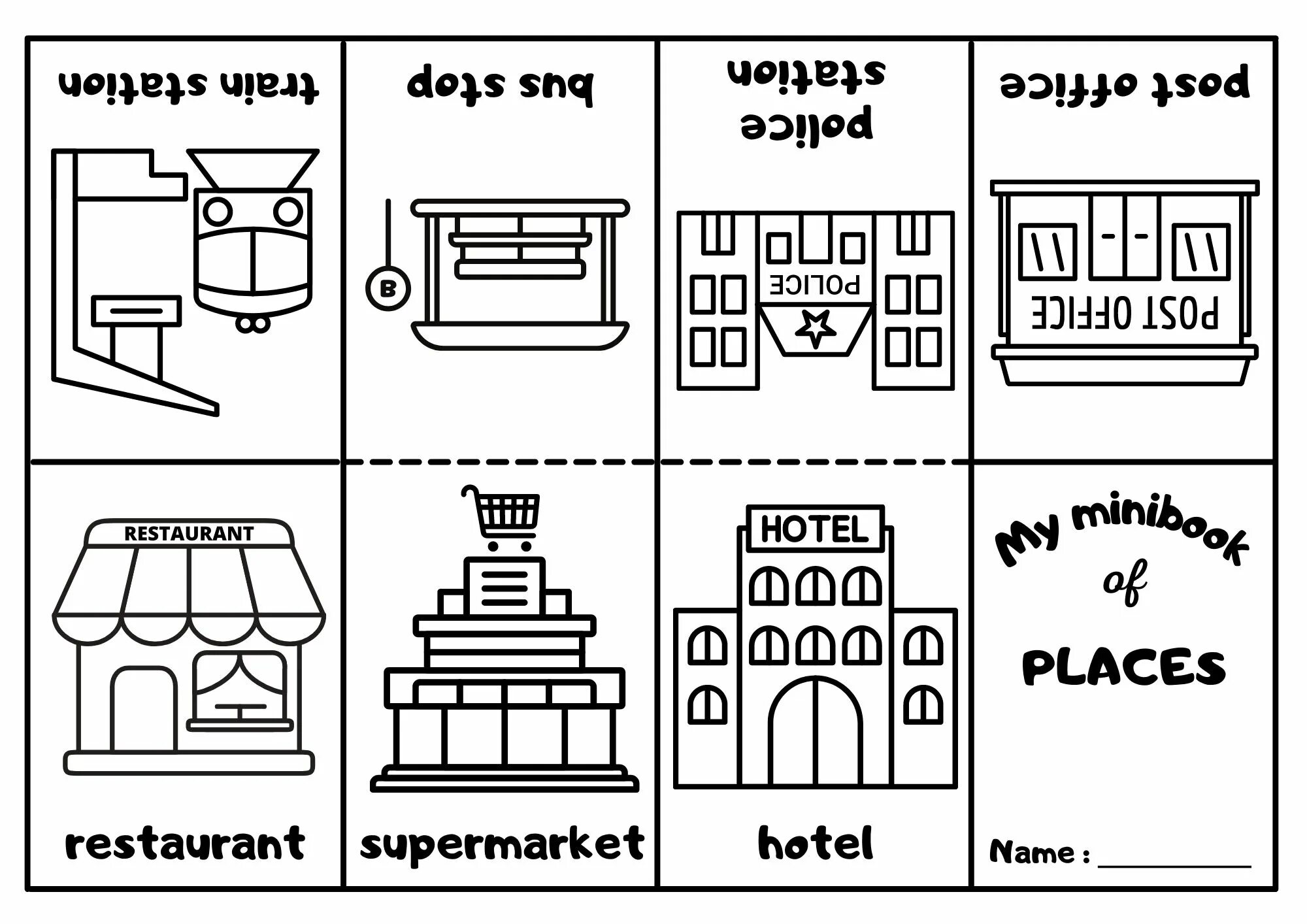 Places in Town. Places in the City Worksheets for Kids. Places in Town Flashcards. Places in Town Clipart.