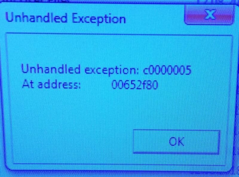 Unhandled exception at address