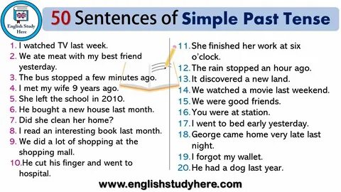 Sentences for tenses