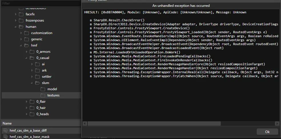 Unhandled exception in the user interface application Warface. Frosty Mod Manager Mass Effect Andromeda doesn't work. Object rooted