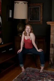 Sexy ginger teen Madison Young reveals her big butt and hairy twat in a sol...