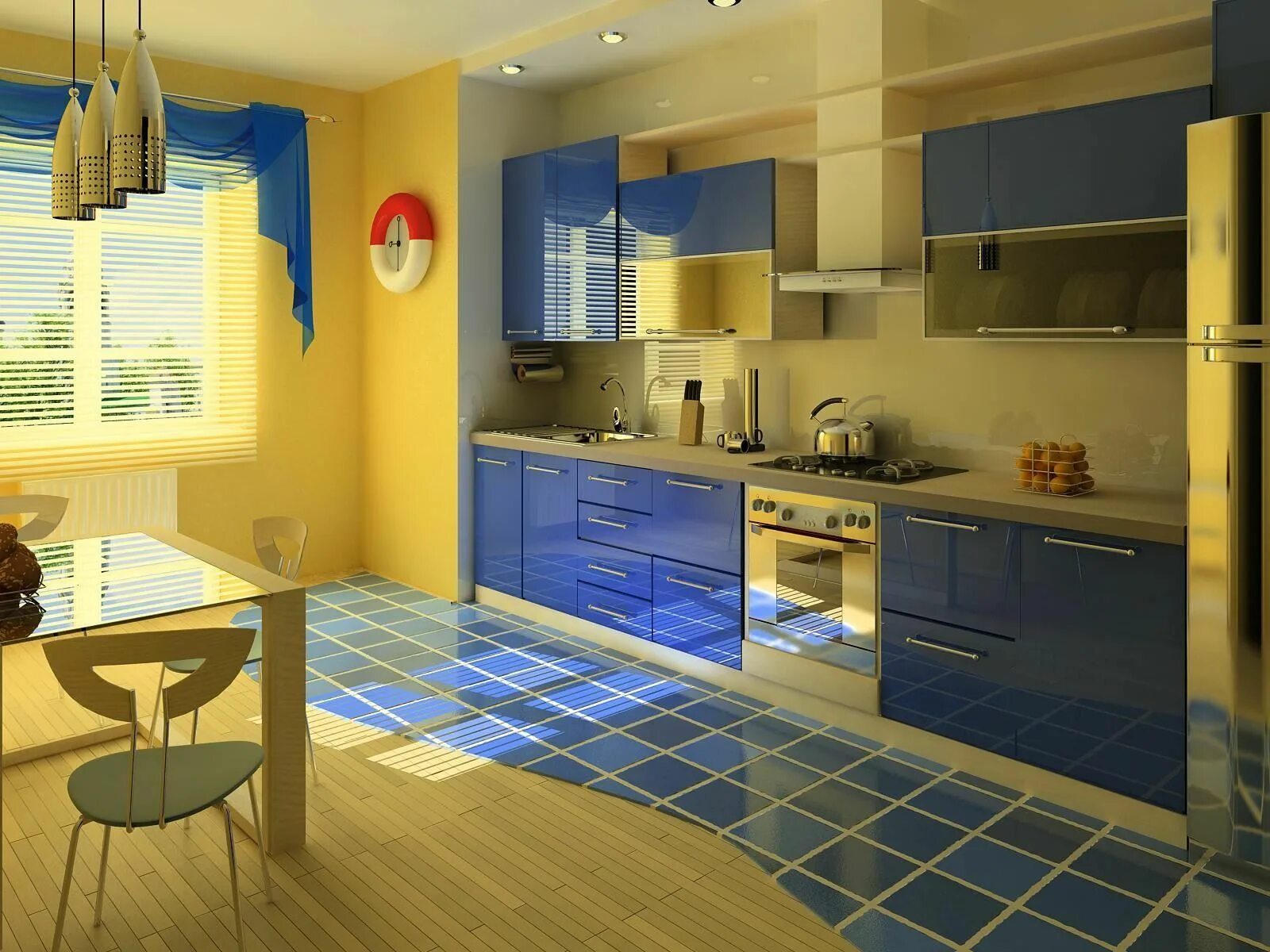 Какие цвета сочетаются на кухне. Интерьер кухни. Кухня в сине желтом цвете. Синие кухни. Кухня в желто голубом цвете.