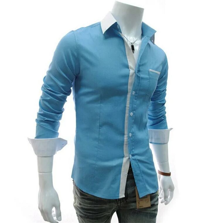 Рубашки мужские хлопок 100. Рубашка мужская. Рубашка с длинным воротником. Рубашка с острым воротником. Приталенная рубашка синяя.