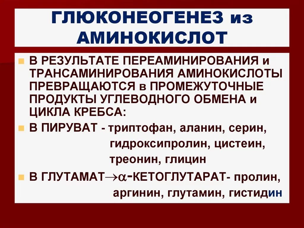 Глюконеогенез из аминокислот