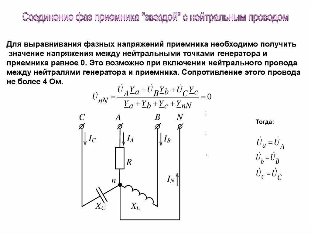 Соединении фаз приемника звездой. Соединение приемников и обмоток генератора звездой. Фазные напряжения приемника. Соединение фаз генератора и приемника звездой. Соединение приемников энергии звездой и треугольником.