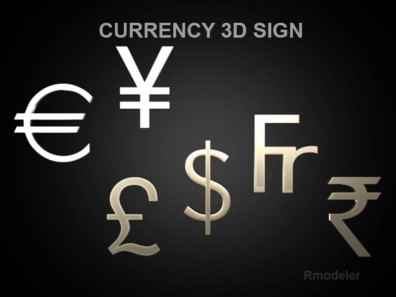 Знаки валют. Currency модель. Знак доллара и евро.