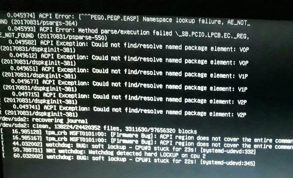 Linux при загрузке черный экран. BIOS Error в Ubuntu. Acpi BIOS Error. Что такое стандарт acpi. Probing failed