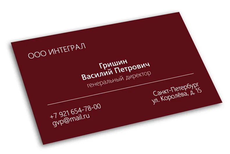 Составляющие визитной карточки