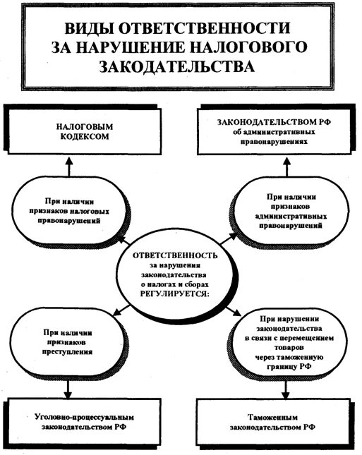 Выявив нарушение налогового законодательства при проведении. Виды ответственности за нарушение налогового законодательства рф. ответственность за нарушение налогового законодательства в рф. ответственность по налоговому законодательству схема. схемы налоговых преступлений.