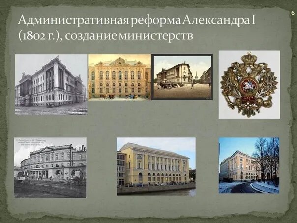 Первое Министерство при Александре 1. Реформа управления учреждение министерств 1802. Министерская реформа 1802-1811.