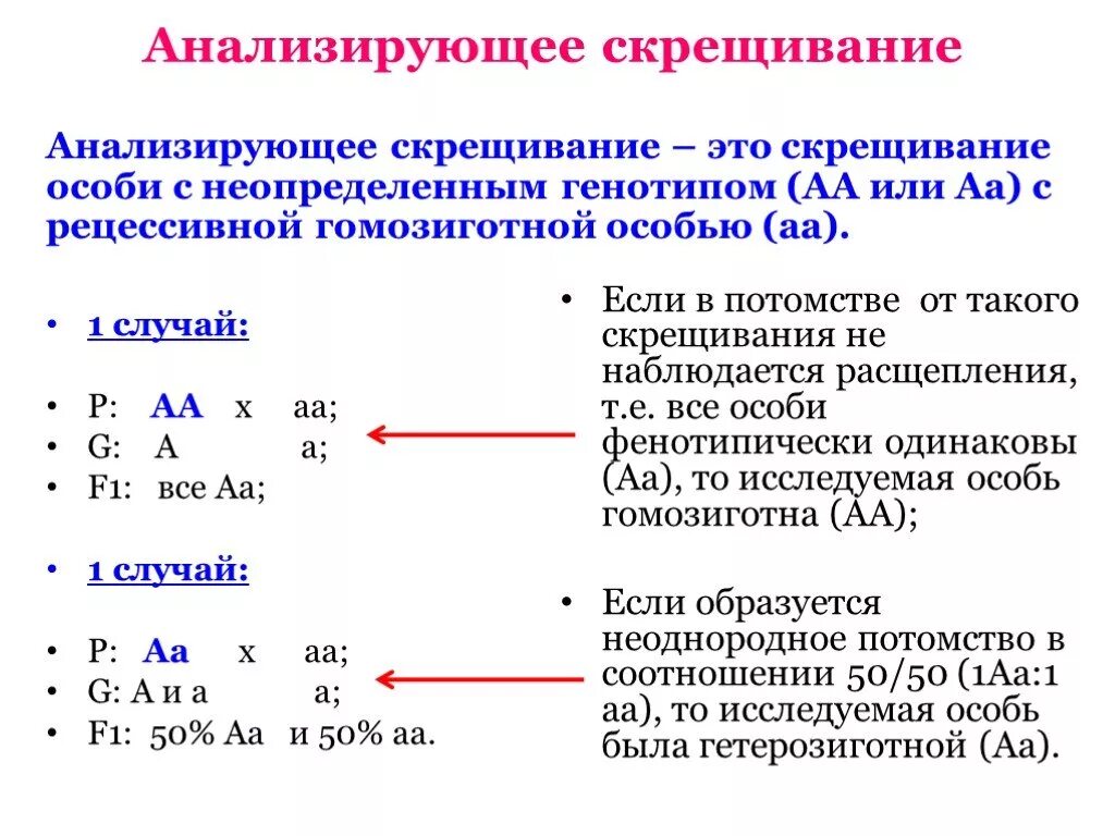 Каков генотип особи аа