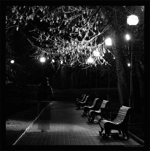 4 вечера темно. Черно белая ночь. Эстетика ночных прогулок. Ночной парк Эстетика. Ночные фонарики черно белая.